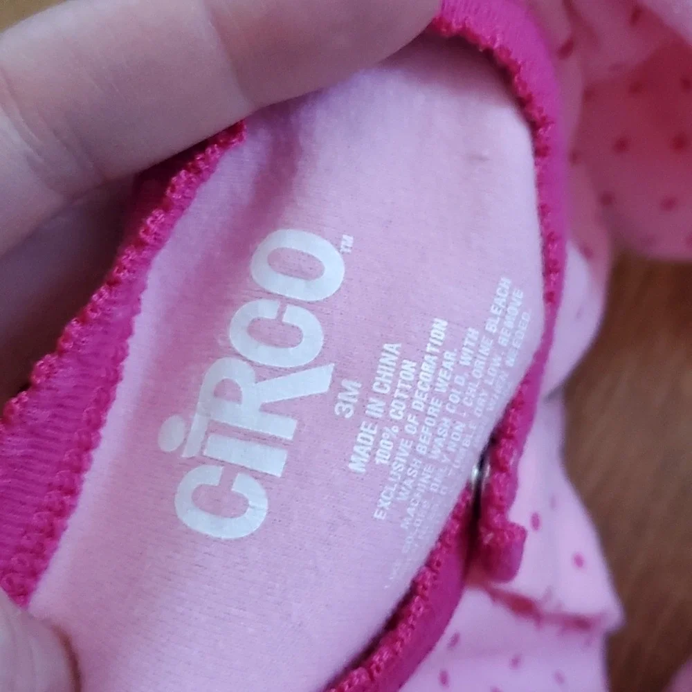 Circo Girls Pink polka Dot Mom Footie and Carters‎ Pink Heart Footie 3M